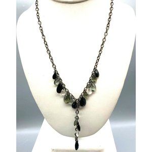 Vintage Carolee Gunmetal Necklace with Teardrop Lavalier